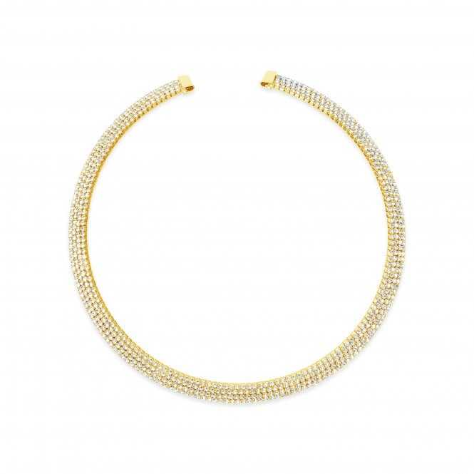 Women's Gold Plated Collar Necklace With Cubic Zirconia