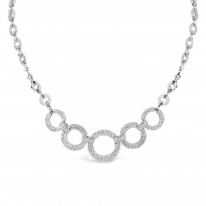 Women's Rhodium Plated Round Hooped Ring Crystal Necklace
