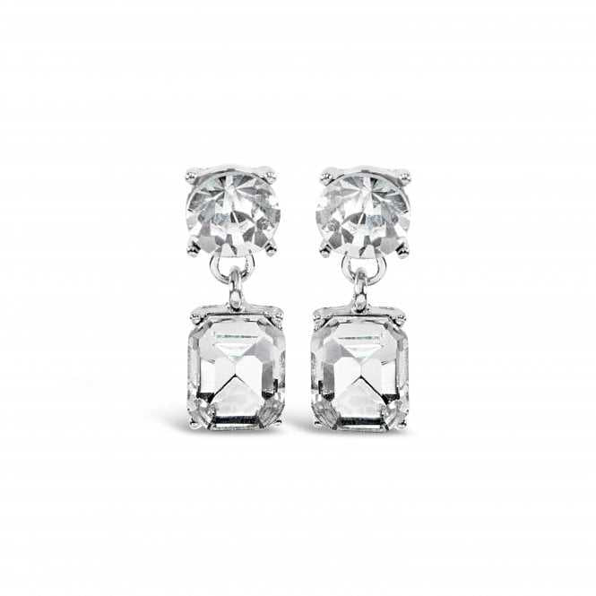 Women's Rhodium Plated Crystal Necklace And Earrings