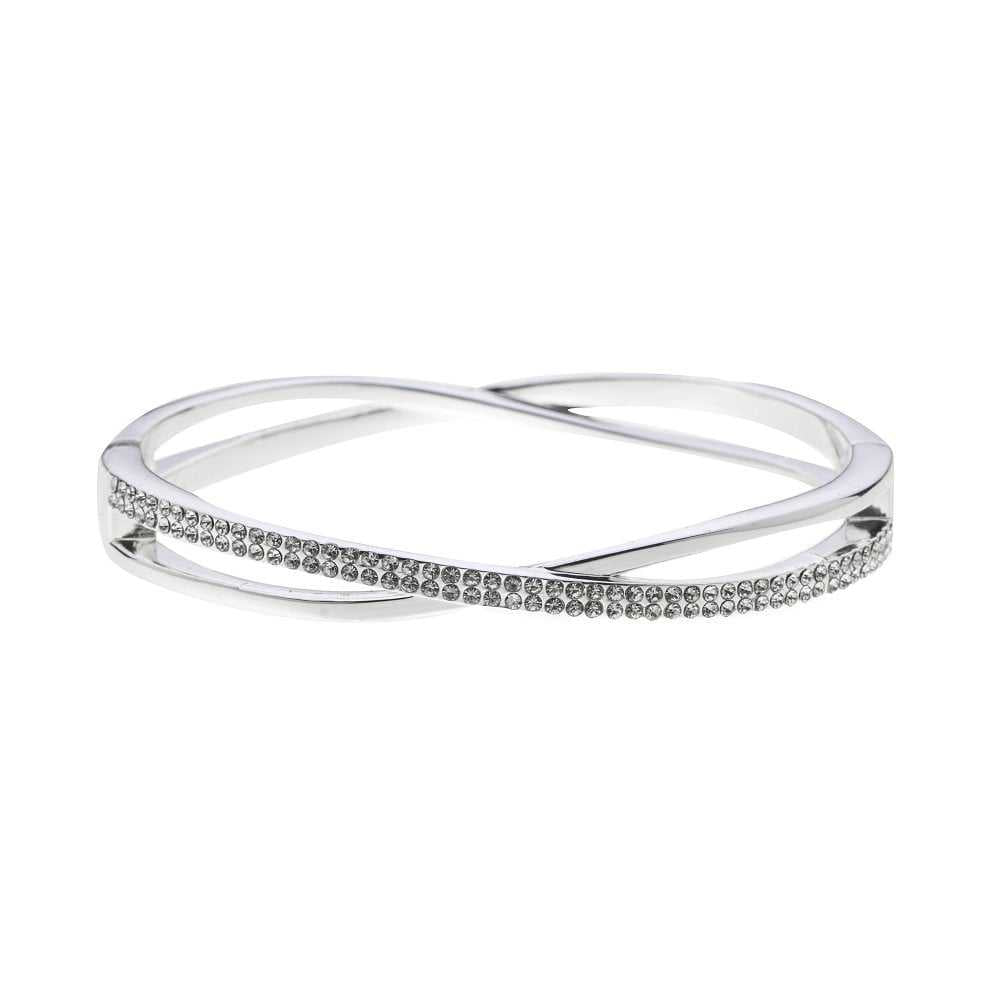 Women's Silver Plated Bangle Bracelet With Cubic Zirconia