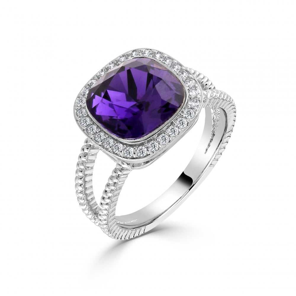 Women's Rhodium Plated Cubic Zirconia Ring With Center Stone