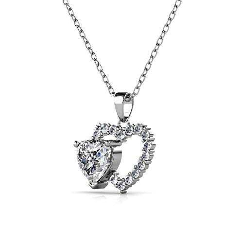 Women's Silver Plated Heart Pendant With 18 Inch Chain