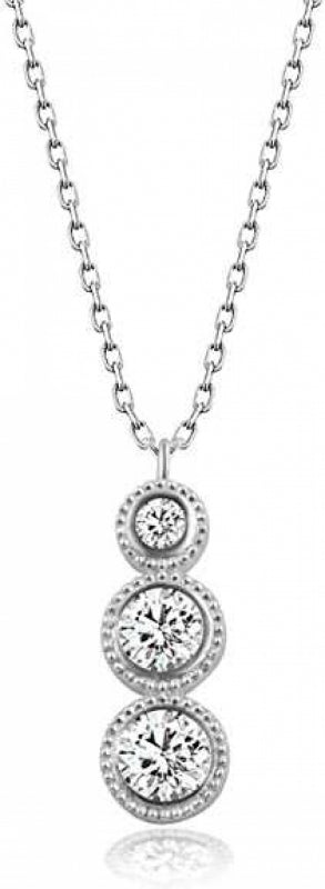Women's Rhodium Plated Silver Necklace With 18 Inch Chain