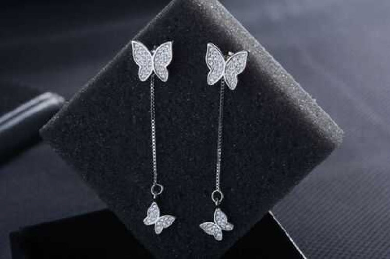 Women's Crystal Butterfly Pendant Dangle Drop Earrings