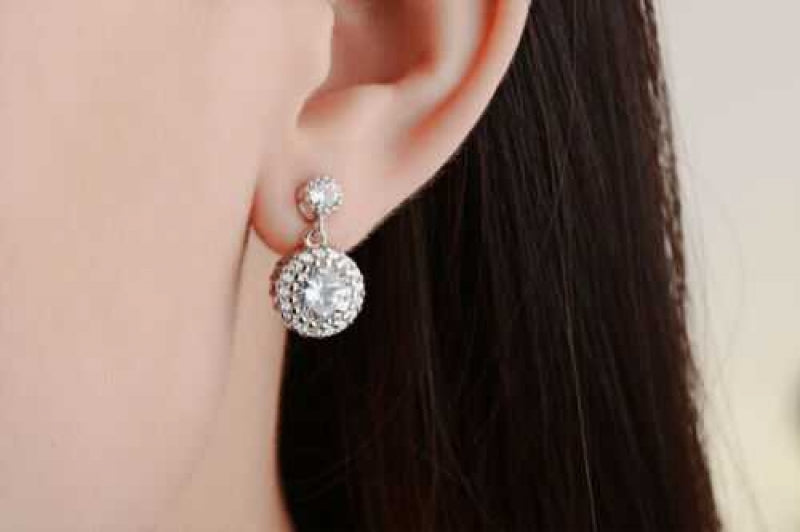 Women's Sterling Silver Dangle Drop Stone Stud Earrings