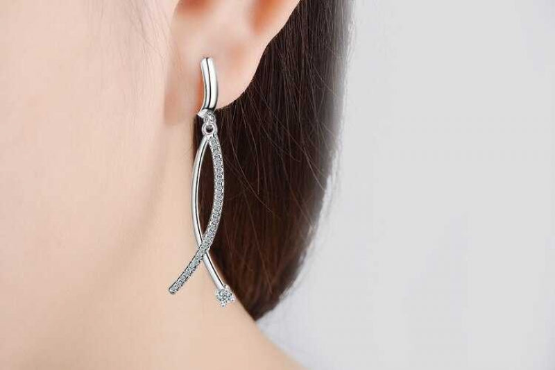 Women's Sterling Silver Awareness Ribbon Drop Earrings