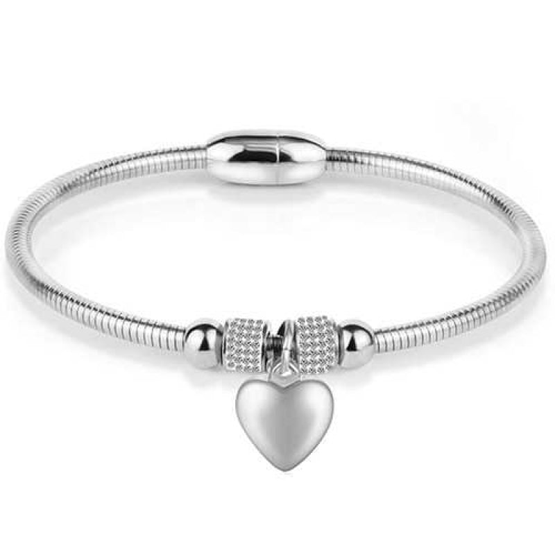 Women's Stainless Steel Heart Bracelet With Crystal Stones