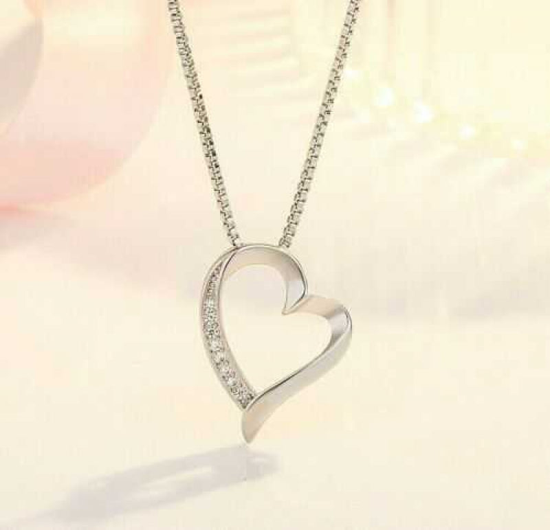 Women's Zirconia Heart Pendant Necklace In Sterling Silver