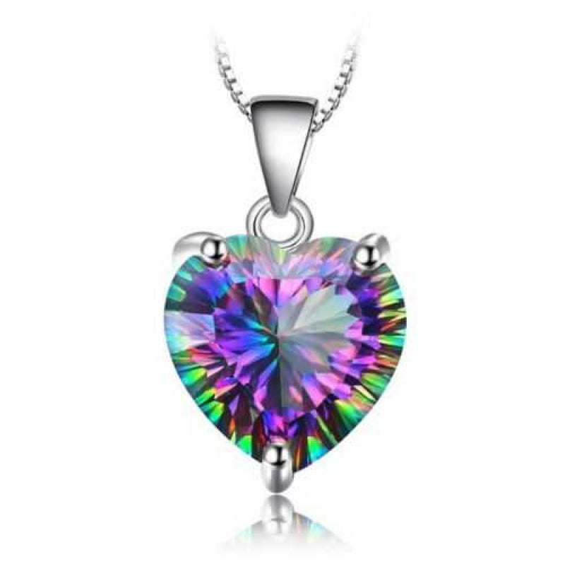 Women's Sterling Silver Heart-Shaped Cubic Zirconia Necklace