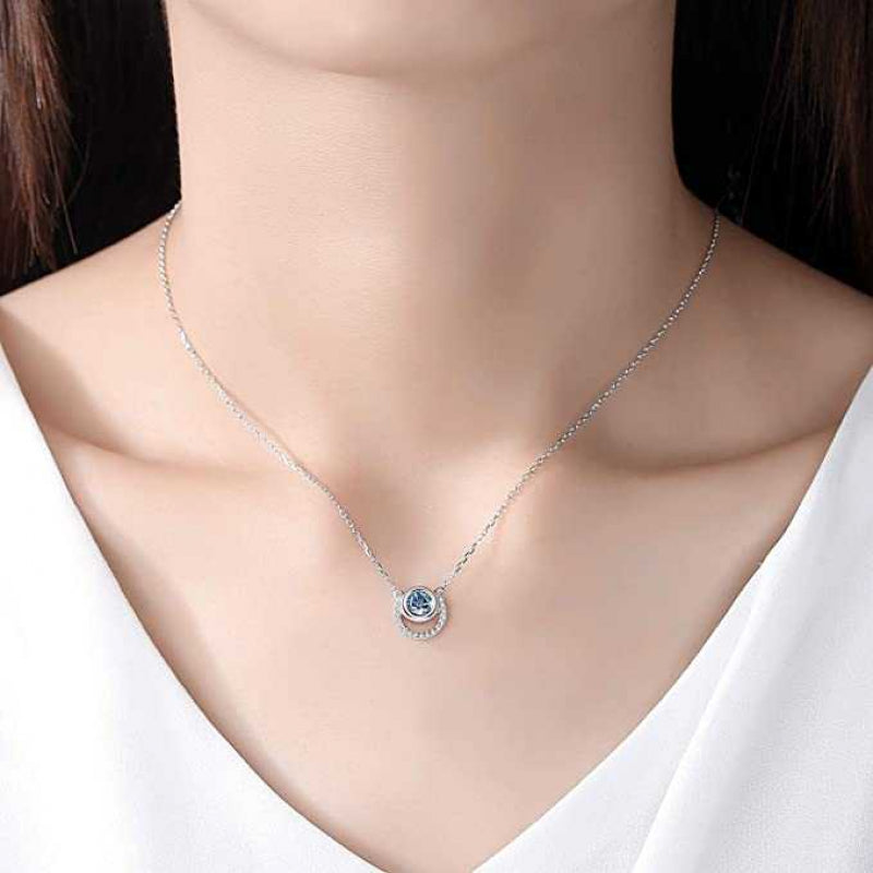 Women's Concentric Circle Topaz And Zirconia Pendant Necklace