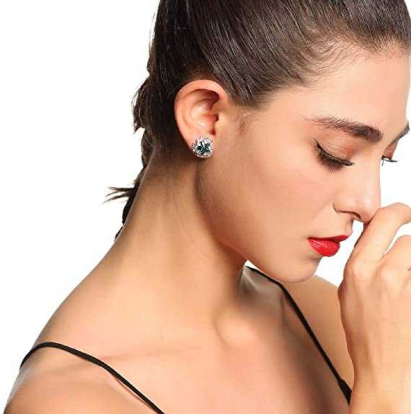 Women's Sterling Silver Star-shaped Crystal Earrings
