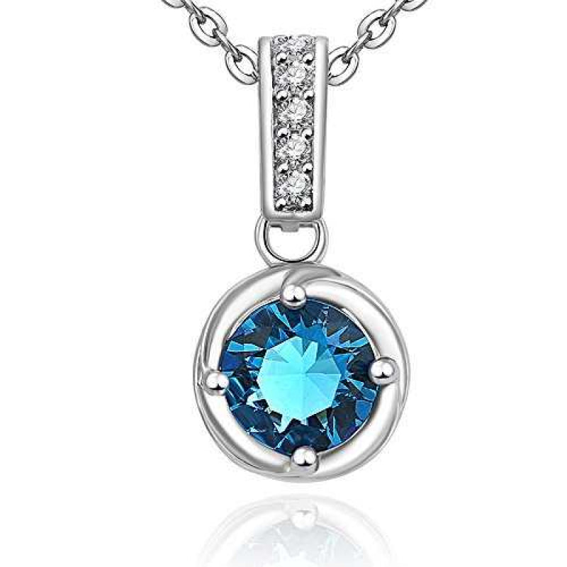 Women's Round Halo Cubic Zirconia Necklace in Sterling Silver