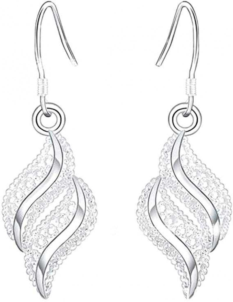 Women's Sterling Silver Leaf Drop Earrings With Hook Closure