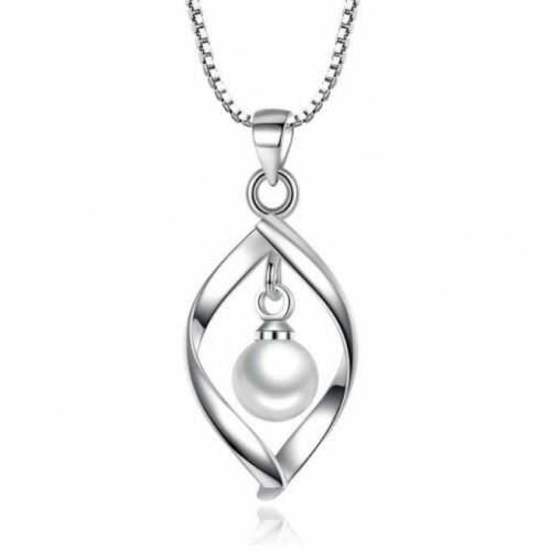 Women's Sterling Silver Pearl Drop Necklace With 18 Inch Chain