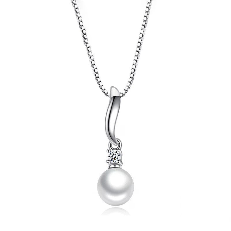 Women's Sterling Silver Pearl Drop Pendant With 18 Inch Chain