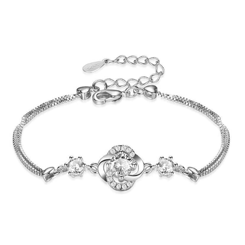 Women's Sterling Silver Crystal Bracelet With Cubic Zirconia