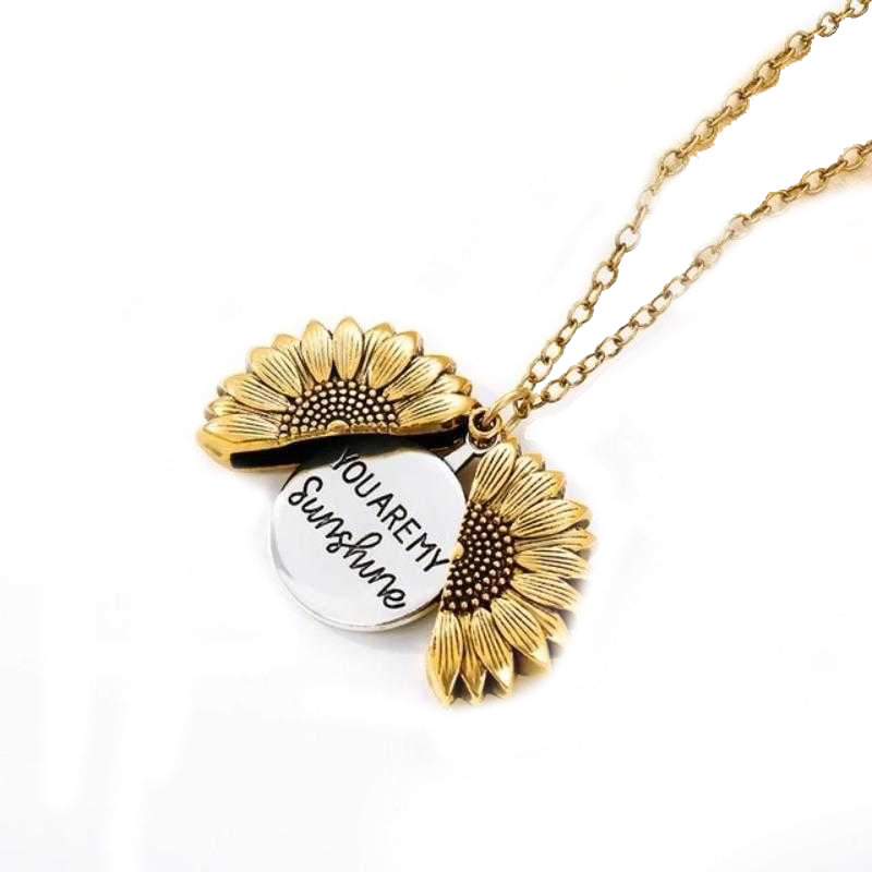 Women's You Are My Sunshine Sunflower Locket Necklace