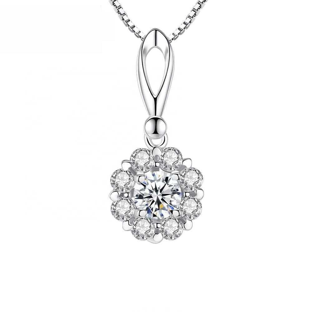 Women's Sterling Silver Flower Necklace With 18-Inch Chain