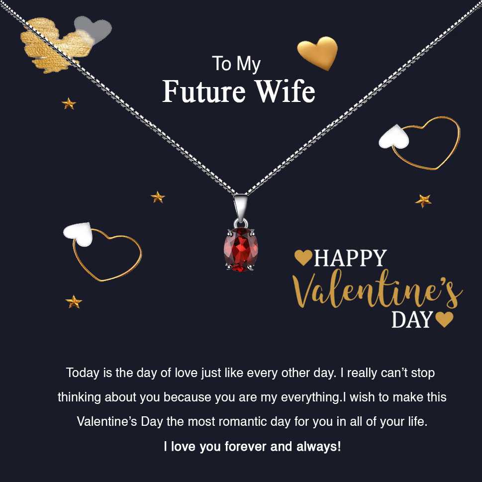 Women's Sterling Silver Gemstone Pendant Necklace With To My Future Wife Valentine's Message Card