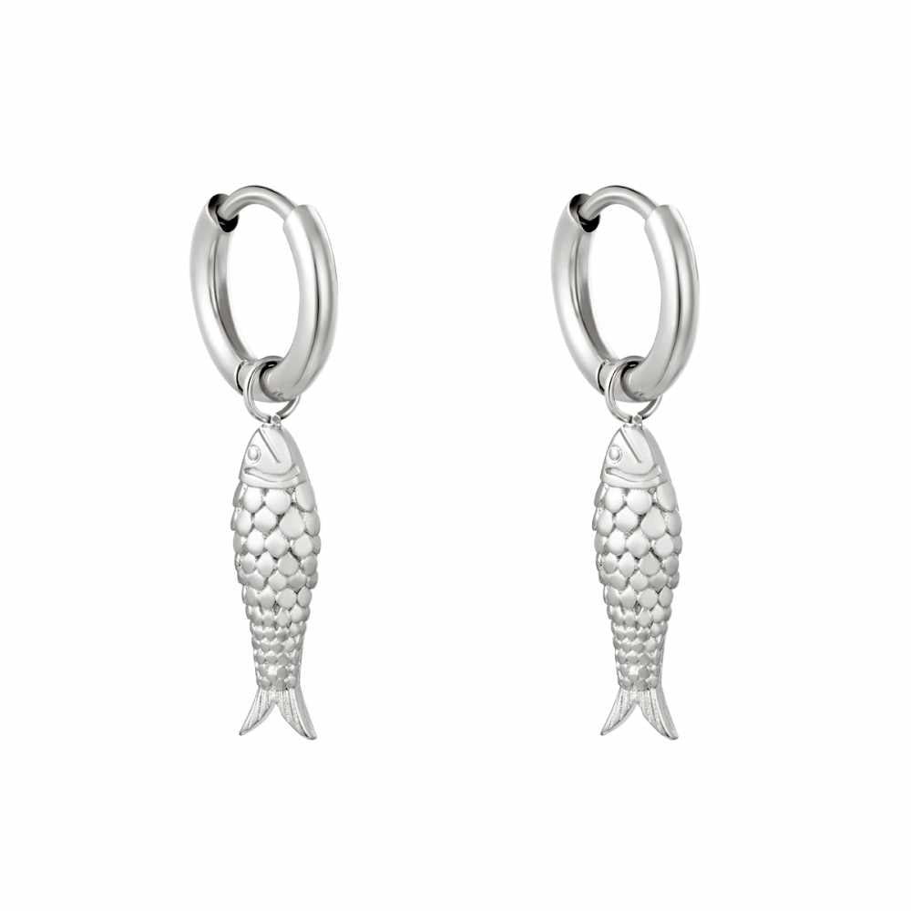 Women's Stainless Steel Drop And Dangle Fish Earrings