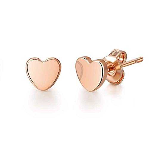 Women's Heart Stud Earrings With Butterfly Closure