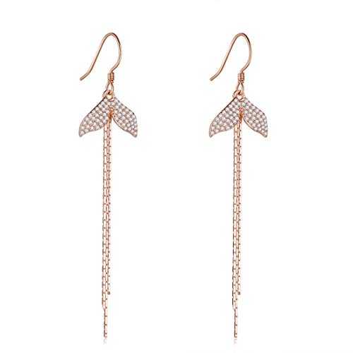 Women's Sterling Silver Fishtail Chain Tassel Drop Earrings