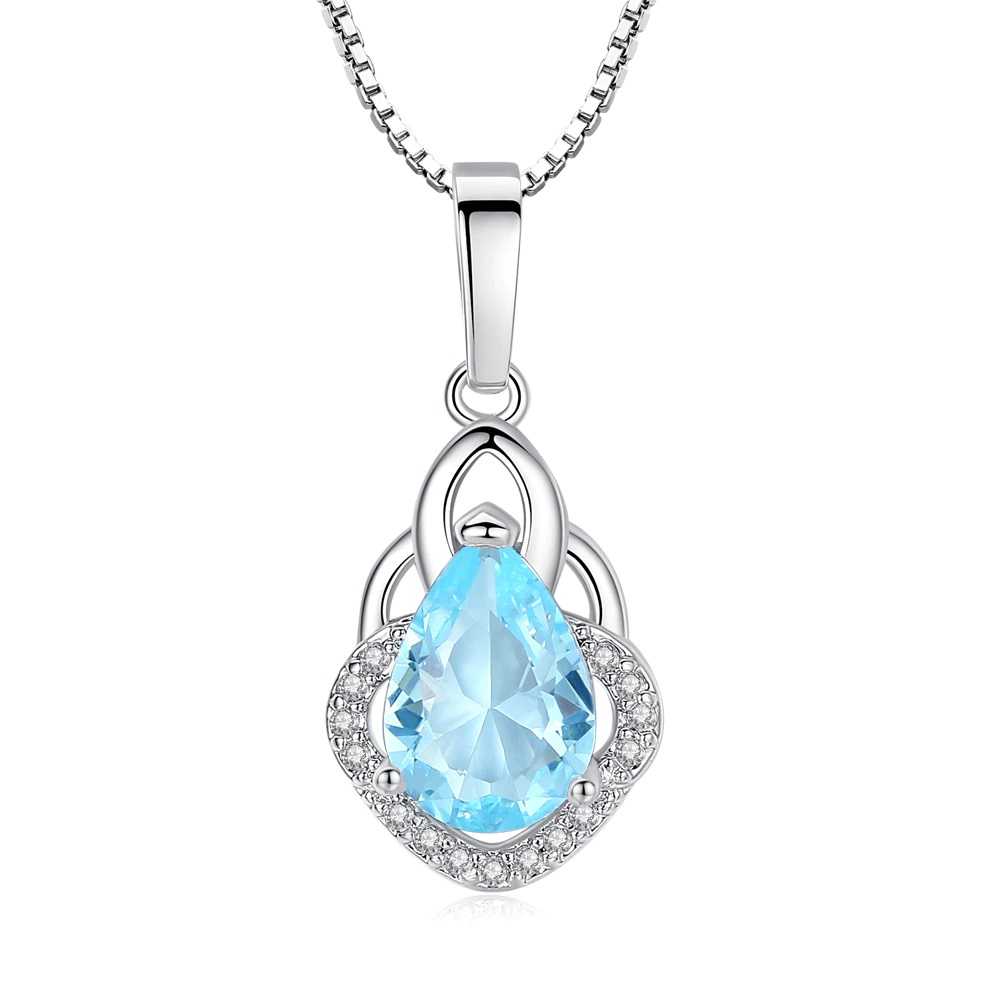 Women's Sterling Silver Topaz Pendant With Cubic Zirconia Stones