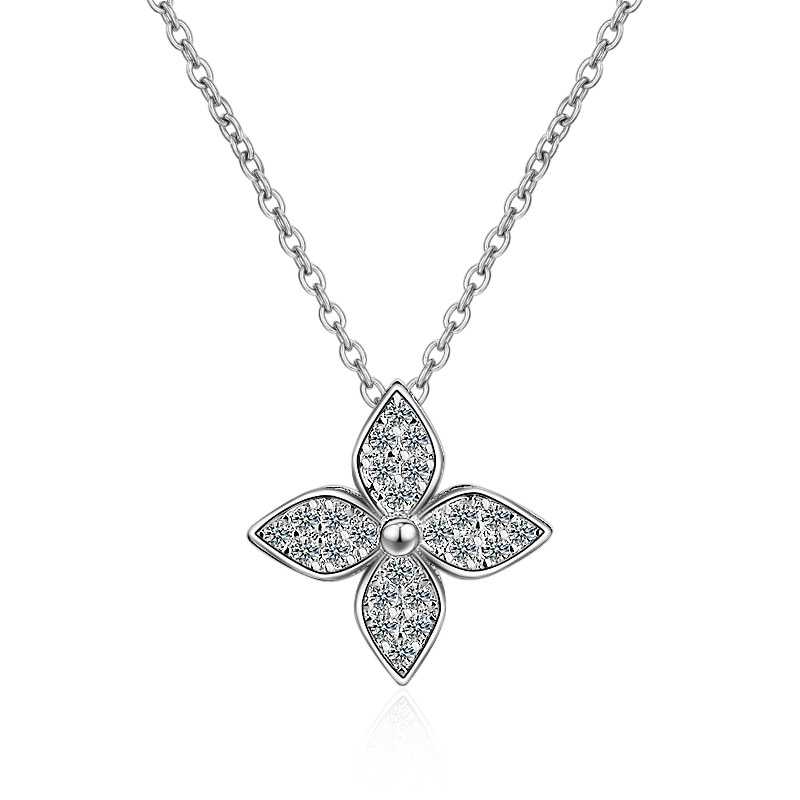 Women's Sterling Silver Floral Pendant With Cubic Zirconia