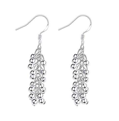 Women's Silver Plated Grape Earrings With Hook Closure
