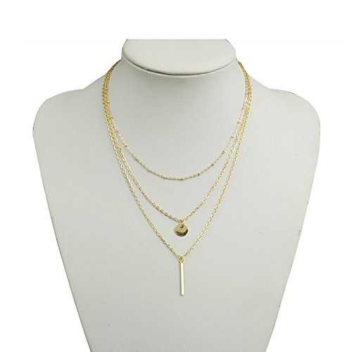 Women's Gold-plated Multi-Layered Coin And Bar Pendant Necklace