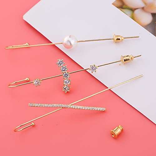 Women's Wire Needle Pearl And Zirconia Ear Hook Earrings