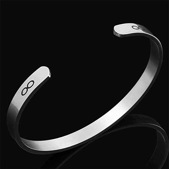 Women's Stainless Steel Engraved Adjustable Cuff Bracelet
