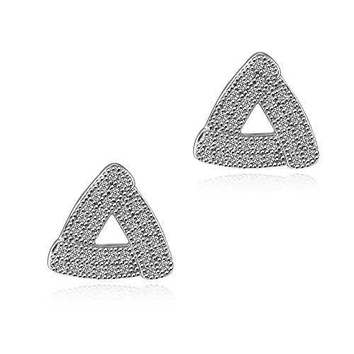 Women's Triangle Zirconia Stud Earrings With Milgrain Detailing