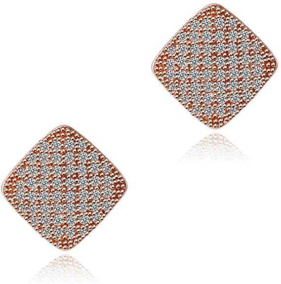 Women's Sterling Silver Rhombus Cubic Zirconia Stud Earrings
