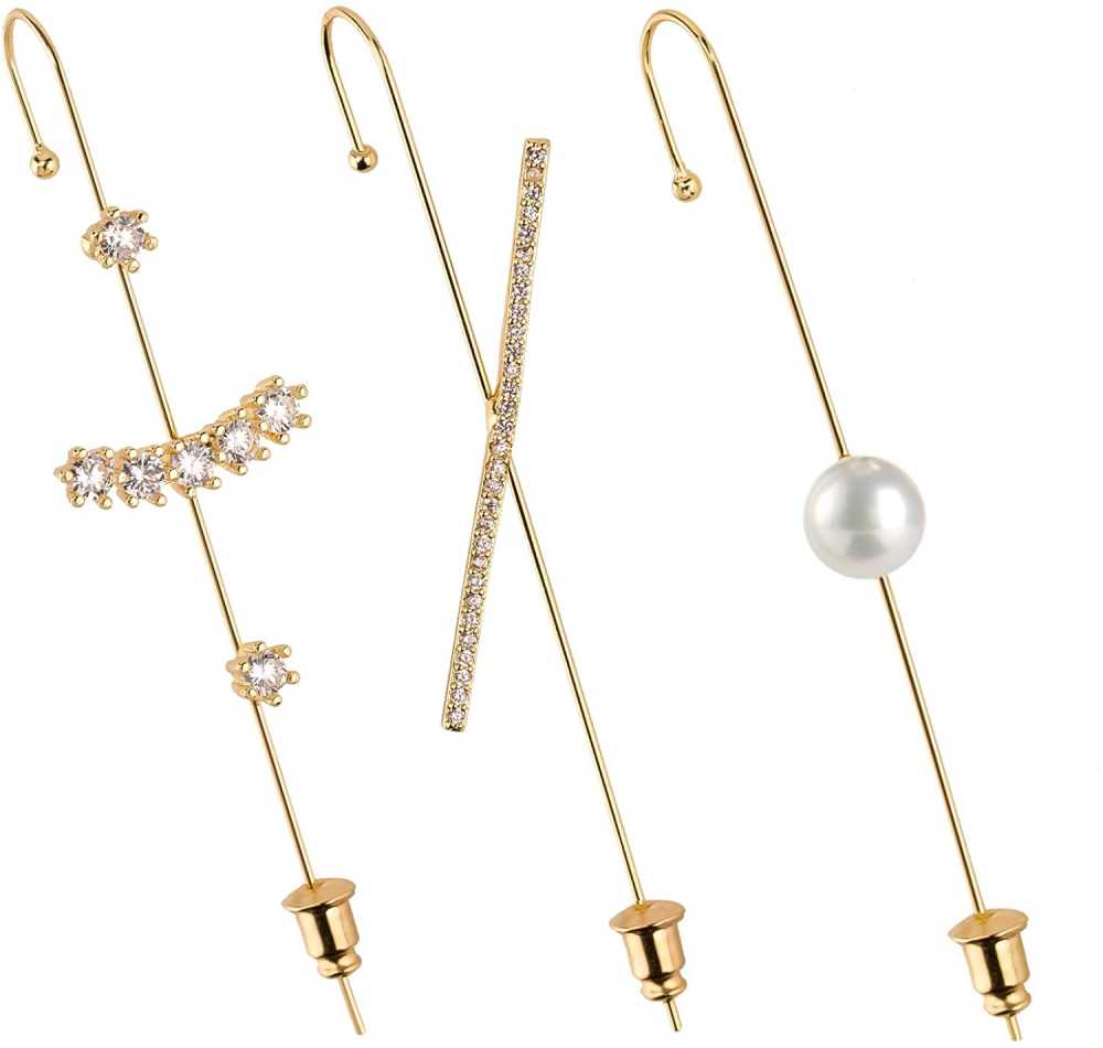 Women's Wire Needle Pearl And Zirconia Ear Hook Earrings