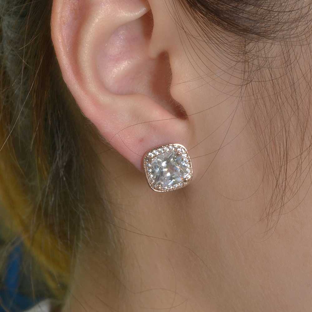 Women's Sterling Silver Earrings With Cubic Zirconia Stones