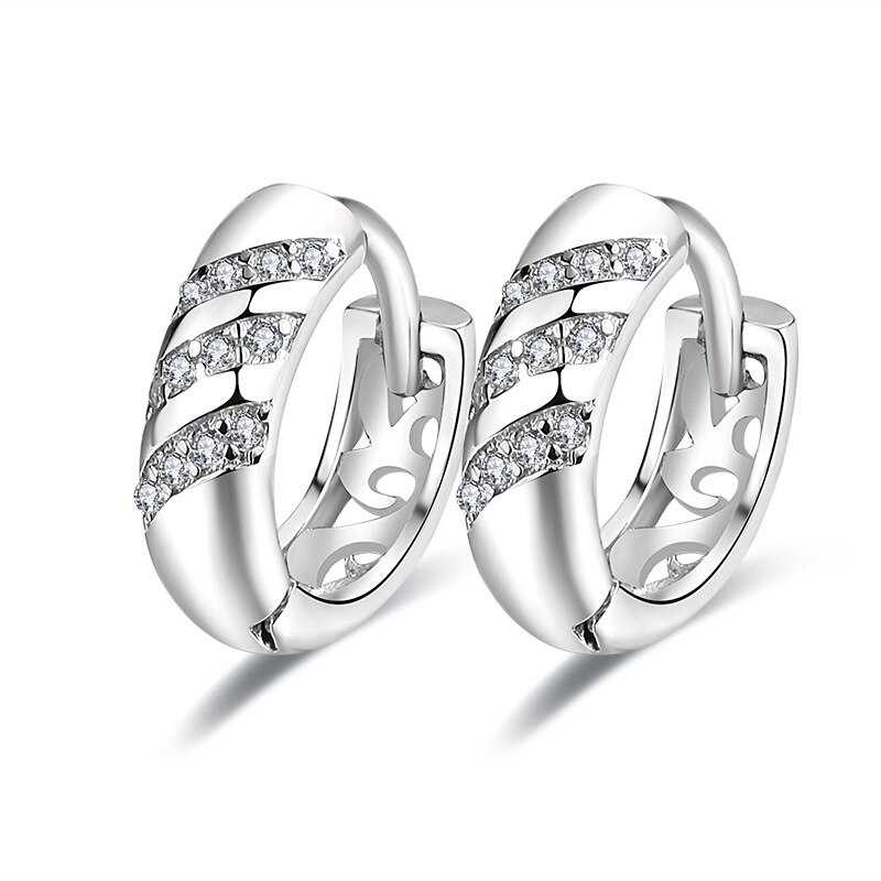 Women's Sterling Silver Hoop Earrings With Crystals