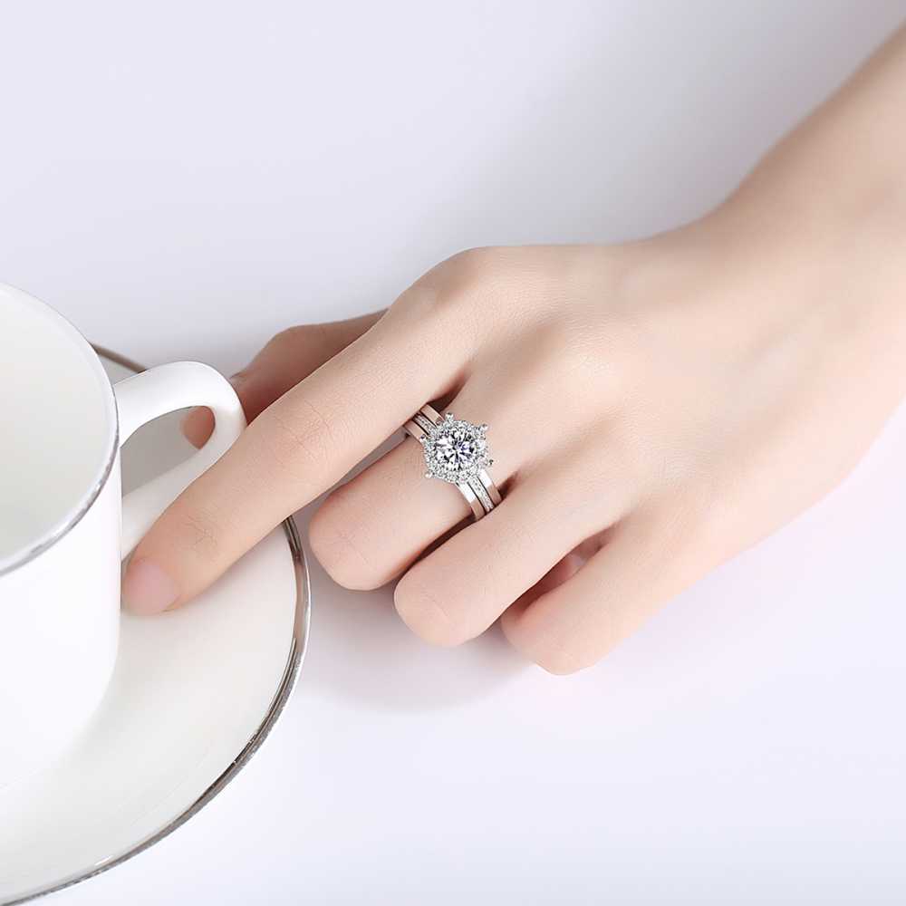 Women's Detachable Double Round Layered Rings With Stones
