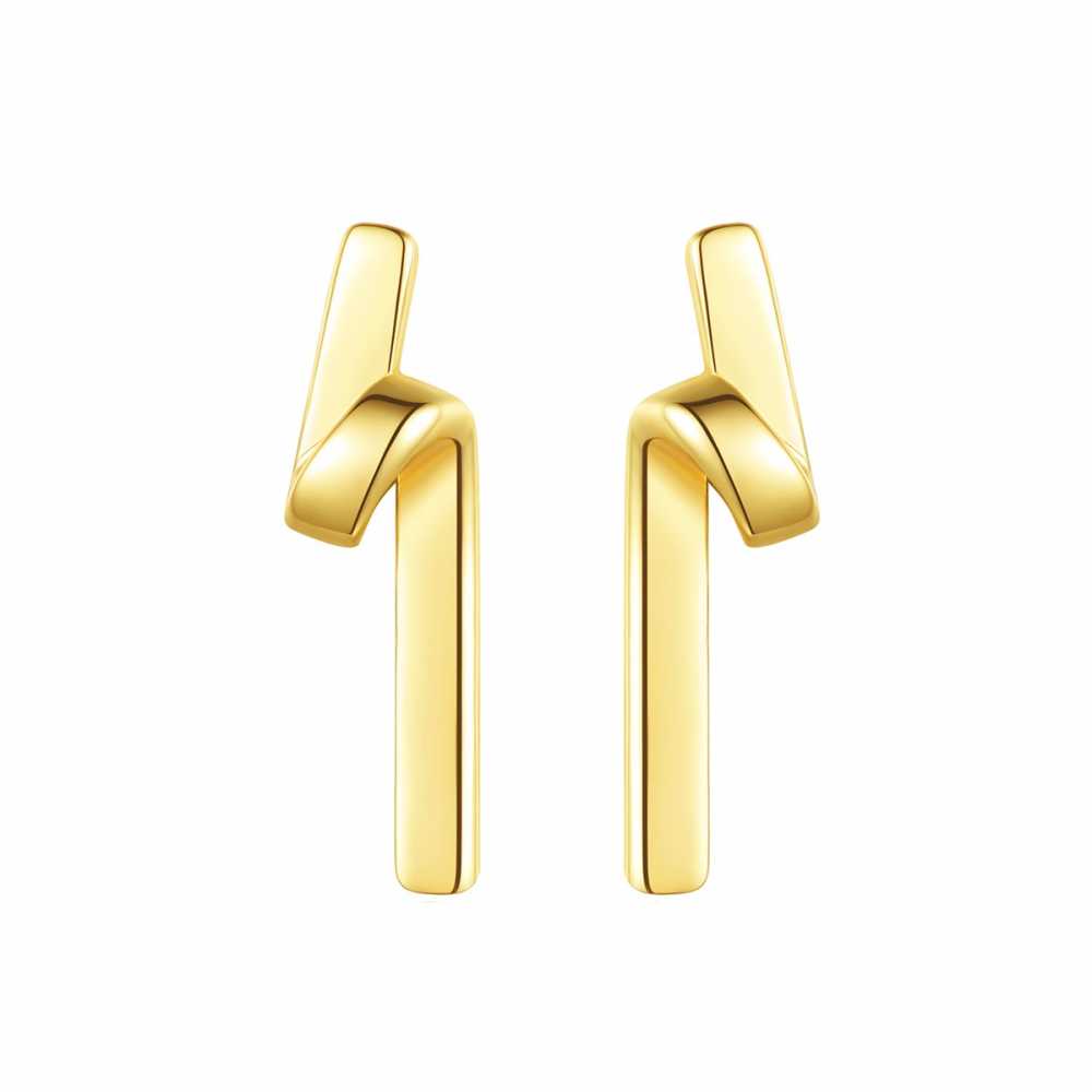 Women's Gold Plated Sterling Silver Twirl Bended Stud Earrings