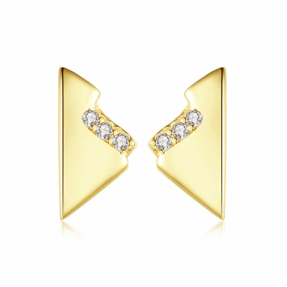 Women's Sterling Silver Triangle Zirconia Stud Earrings