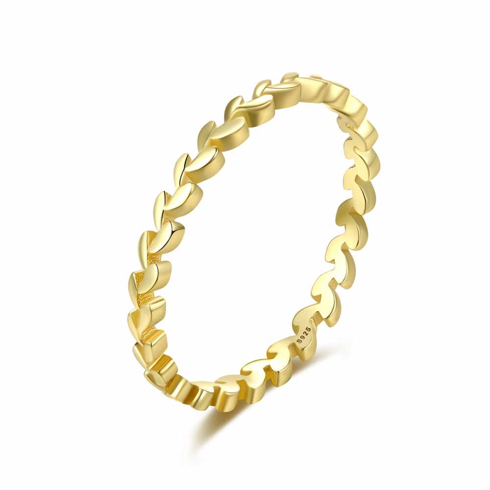Women's Gold Plated Sterling Silver Olive Leaf Eternity Ring