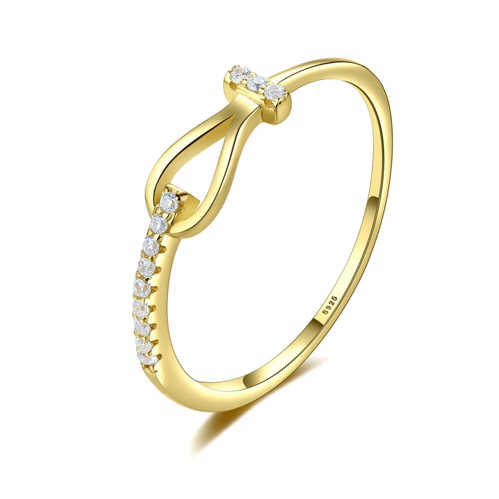 Women's Sterling Silver Interlocking Ring With  Zirconia