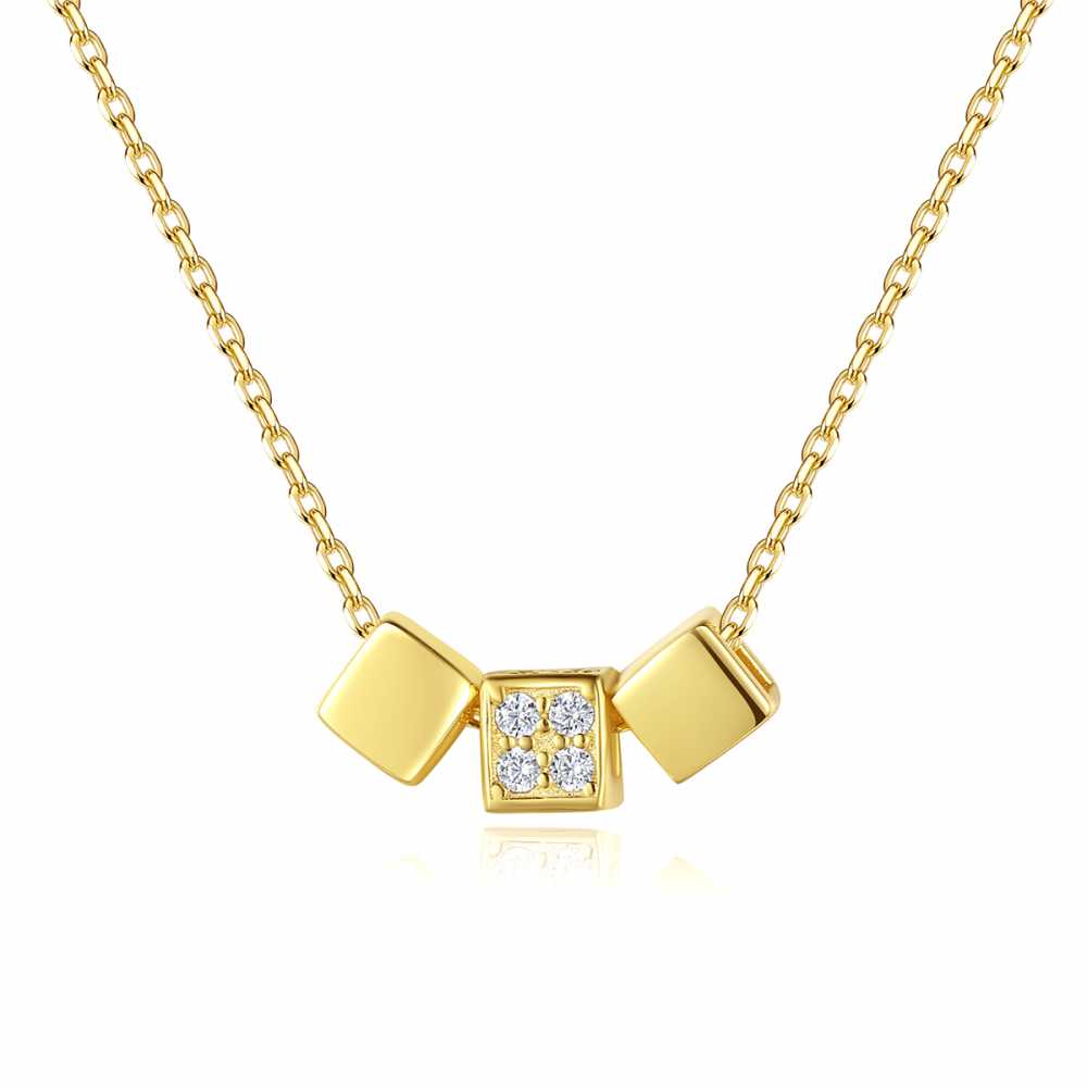 Women's Sterling Silver Cube Necklace With 18-Inch Chain