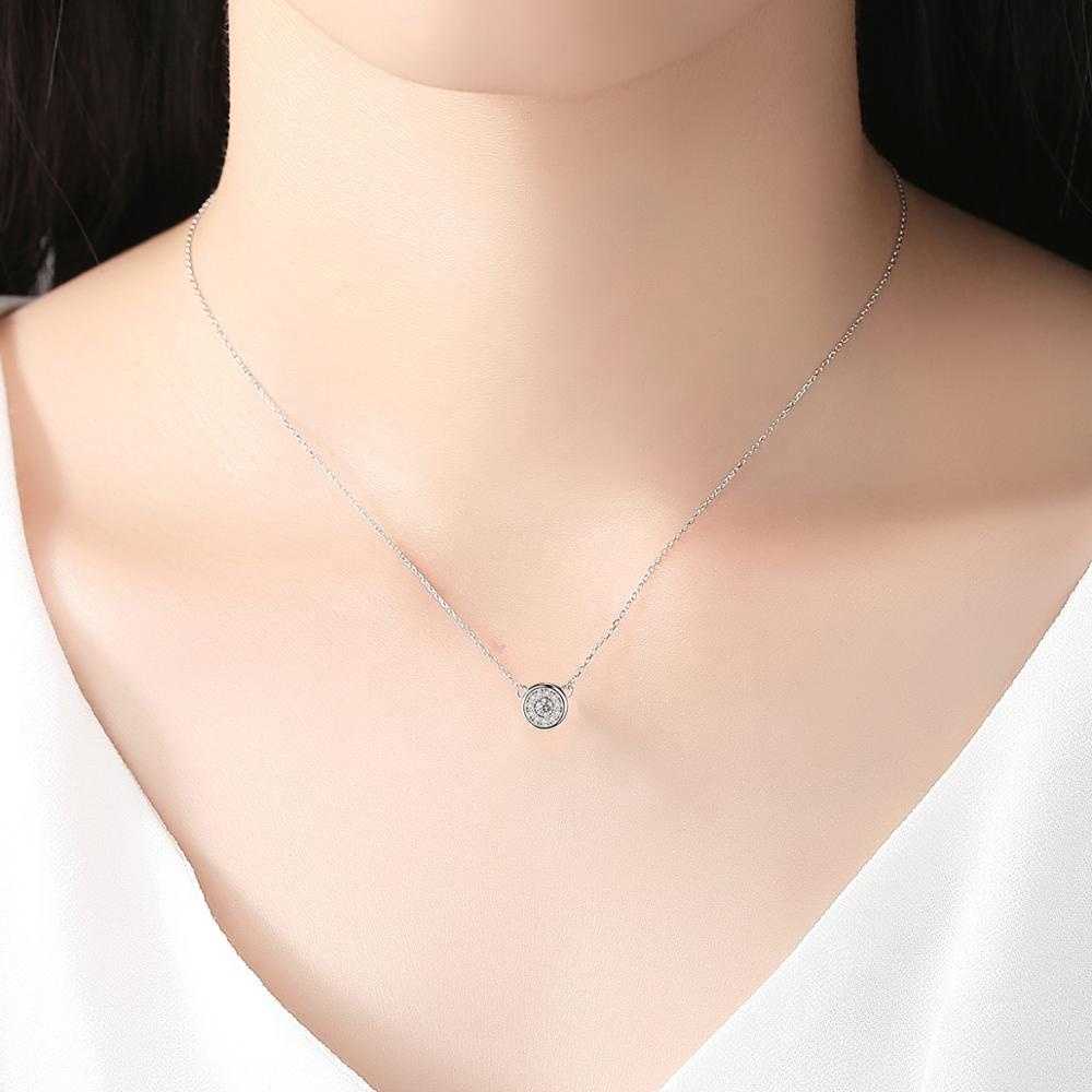 Women's Sterling Silver Round Pendant Necklace With 18-Inch Chain