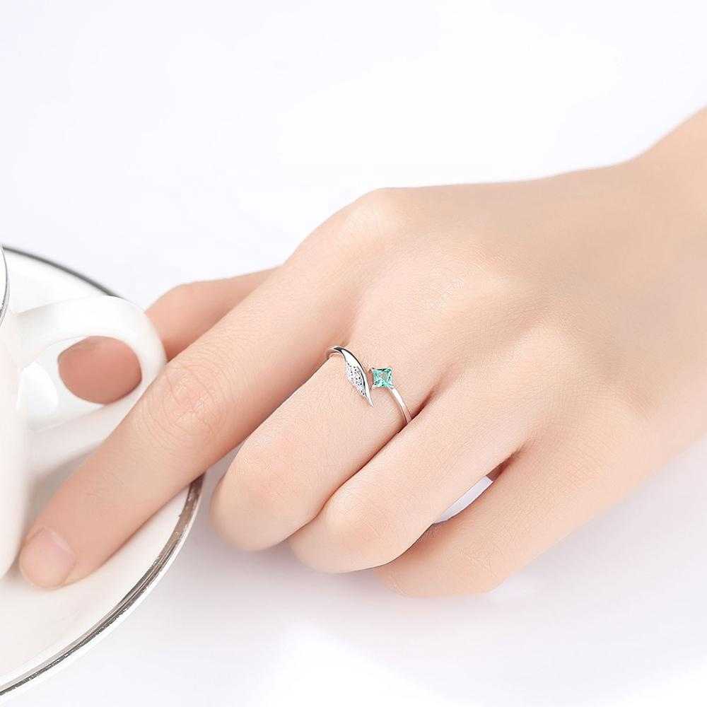 Women's Sterling Silver Angel Wing Adjustable Ring With Zirconia