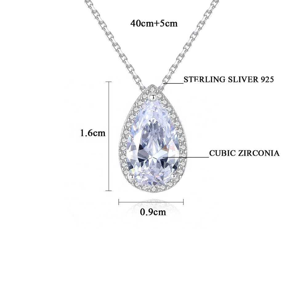 Women's Sterling Silver Zirconia Pear Shaped Necklace