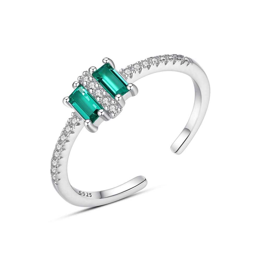 Women's Sterling Silver Baguette Cut Gemstones Adjustable Ring