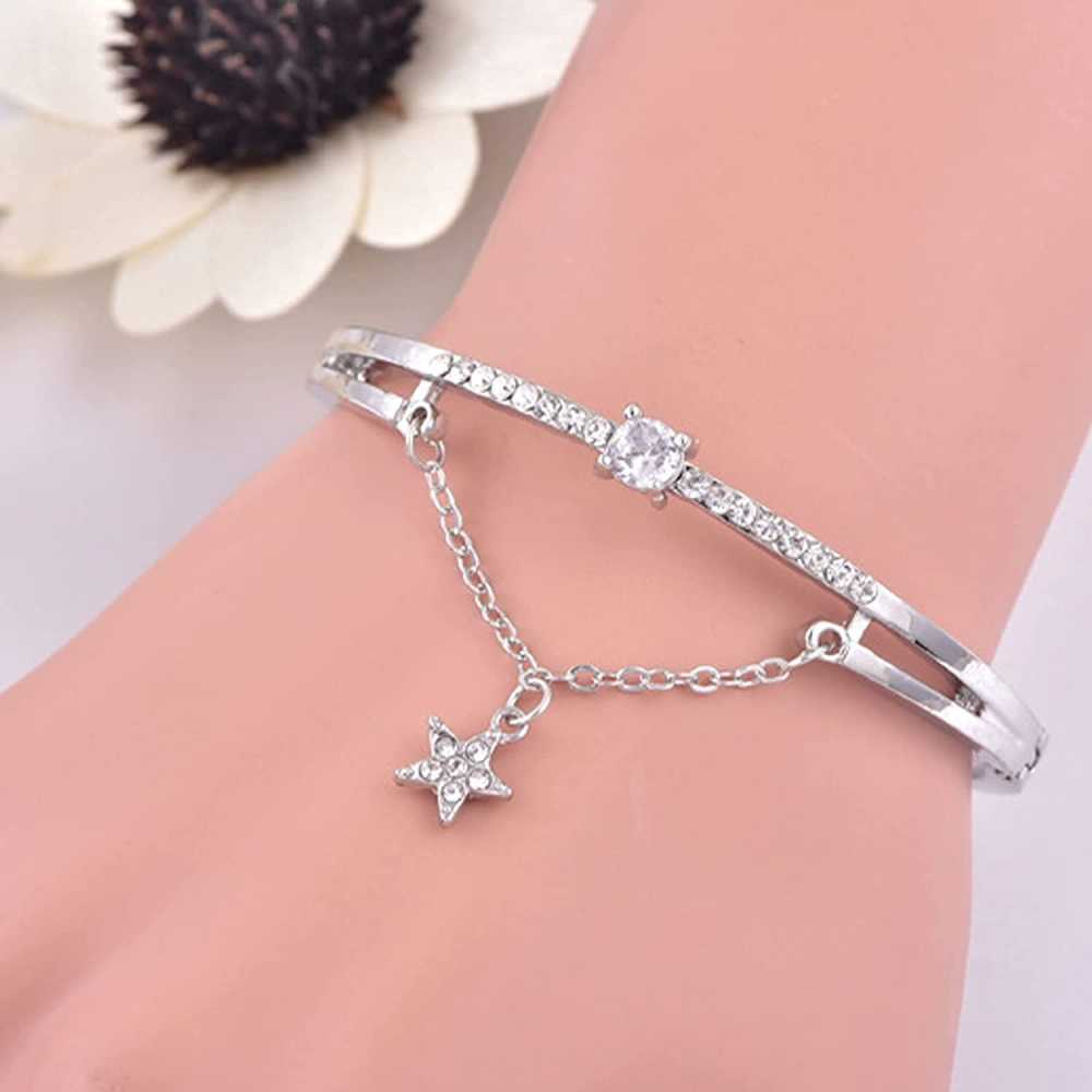 Women's Star Drop Cuff Bracelet With Cubic Zirconia And Crystals