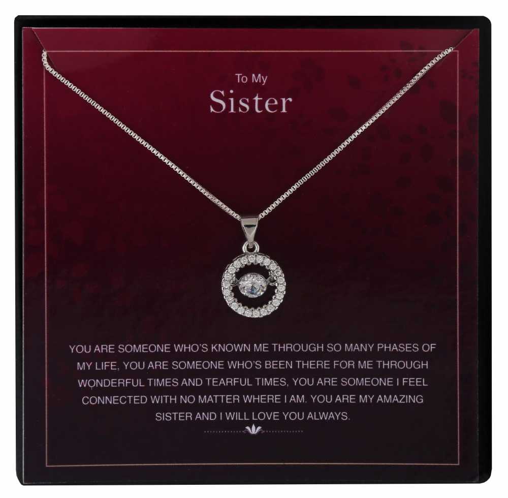 Lovable Sister Personalised Gift With Sterling Silver Pendant Necklace