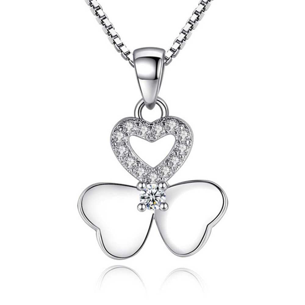 Women's Sterling Silver Clover Leaf Pendant With 18 Inch Chain